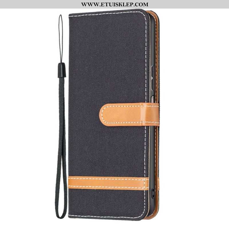 Etui Folio do Samsung Galaxy M23 5G Tkanina Z Paskiem